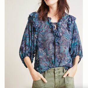 Anthropologie Haida Ruffle Peasant Blouse